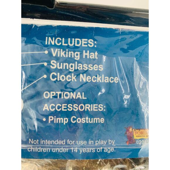 Adult Viking Halloween Costume Brown Plush Hat Horns Fuzzy Ashmen Rappa Kit - Picture 4 of 6